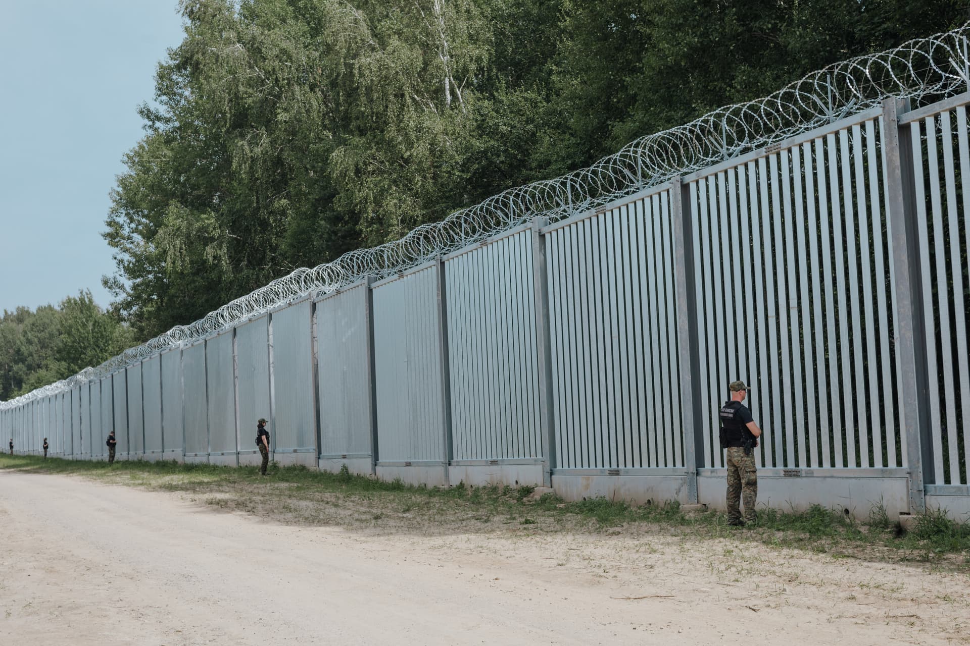 A border wall constructed between Poland and Belarus in recent years. The same wall design is being used by Greece at the Greek-Turkish border. (Photo credit: Polish Government)